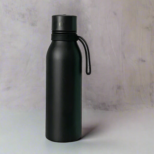 A black smart water bottles sold by 100 Spartans