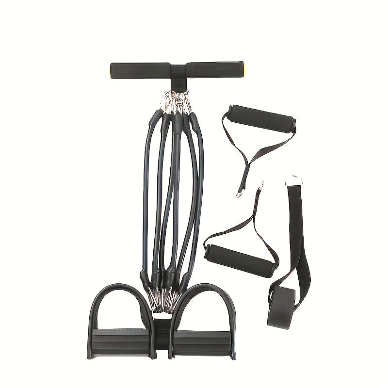Black Foot Pedal Resistance Band with stand on a white background
