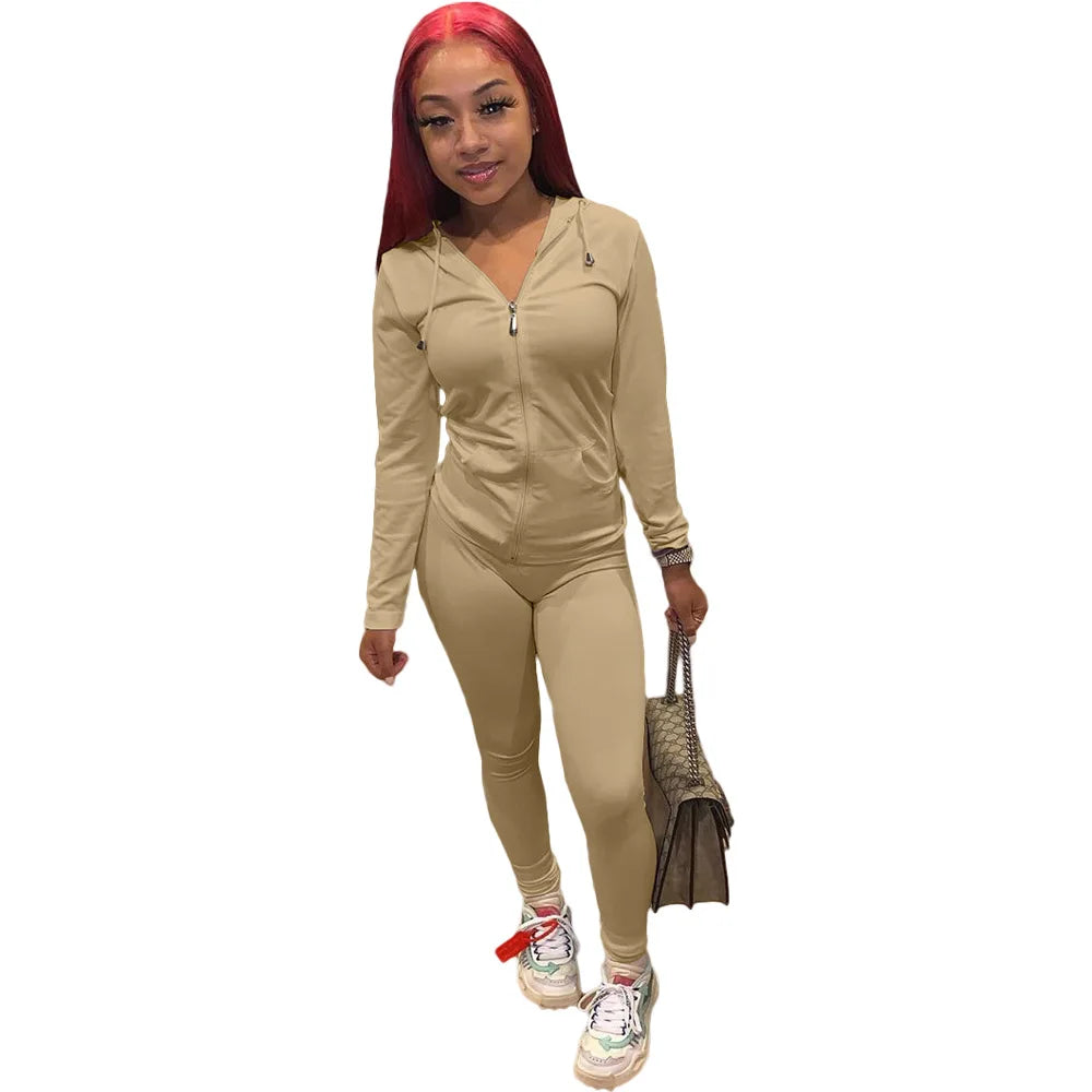 Womens Tracksuit Set - Khaki, S image