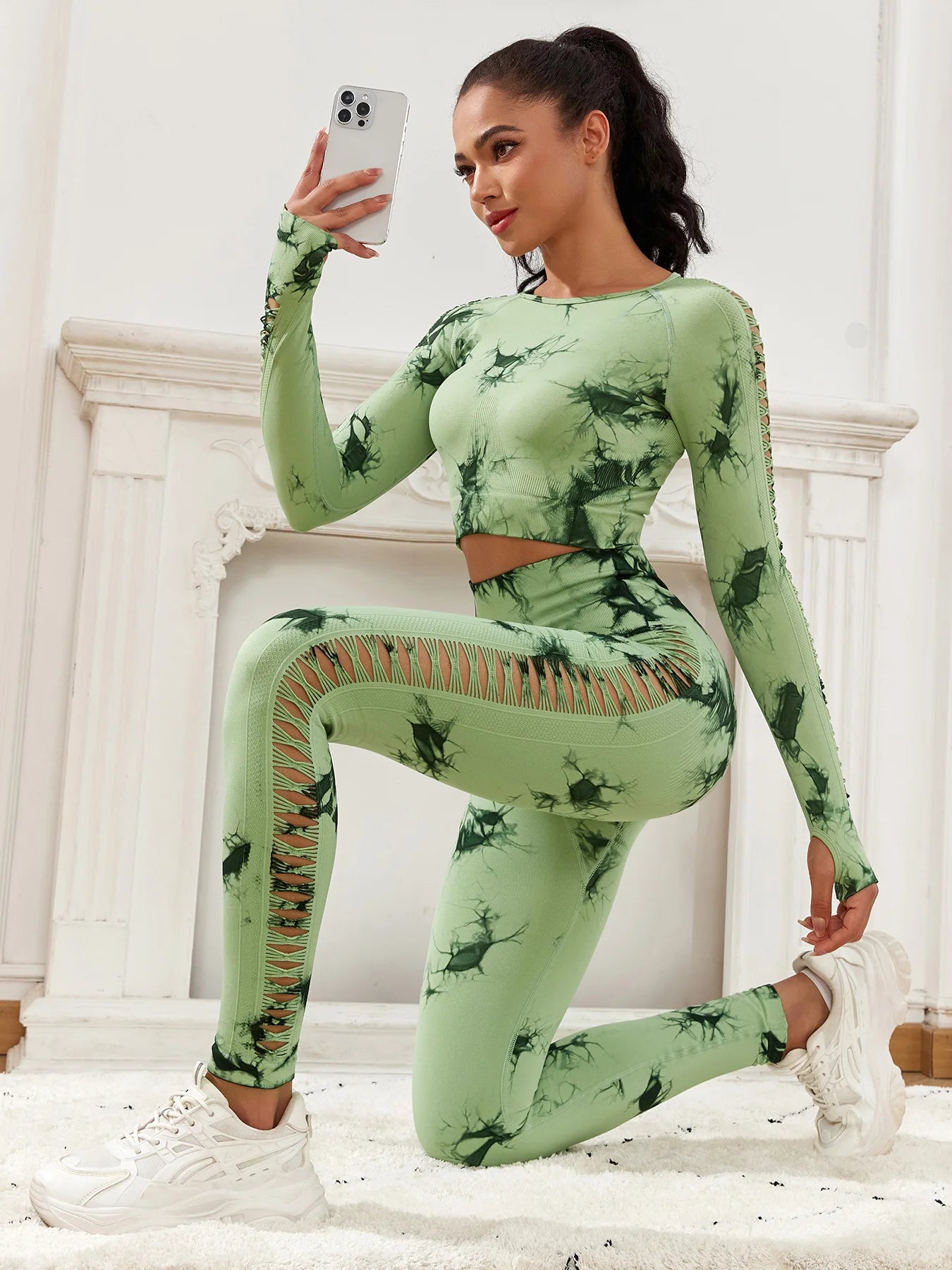 Sexiest Women's Workout Clothes​ - Green Sets, XL image