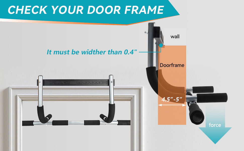 Pull Up Bar For Doorway with instructions on door frame width requirement