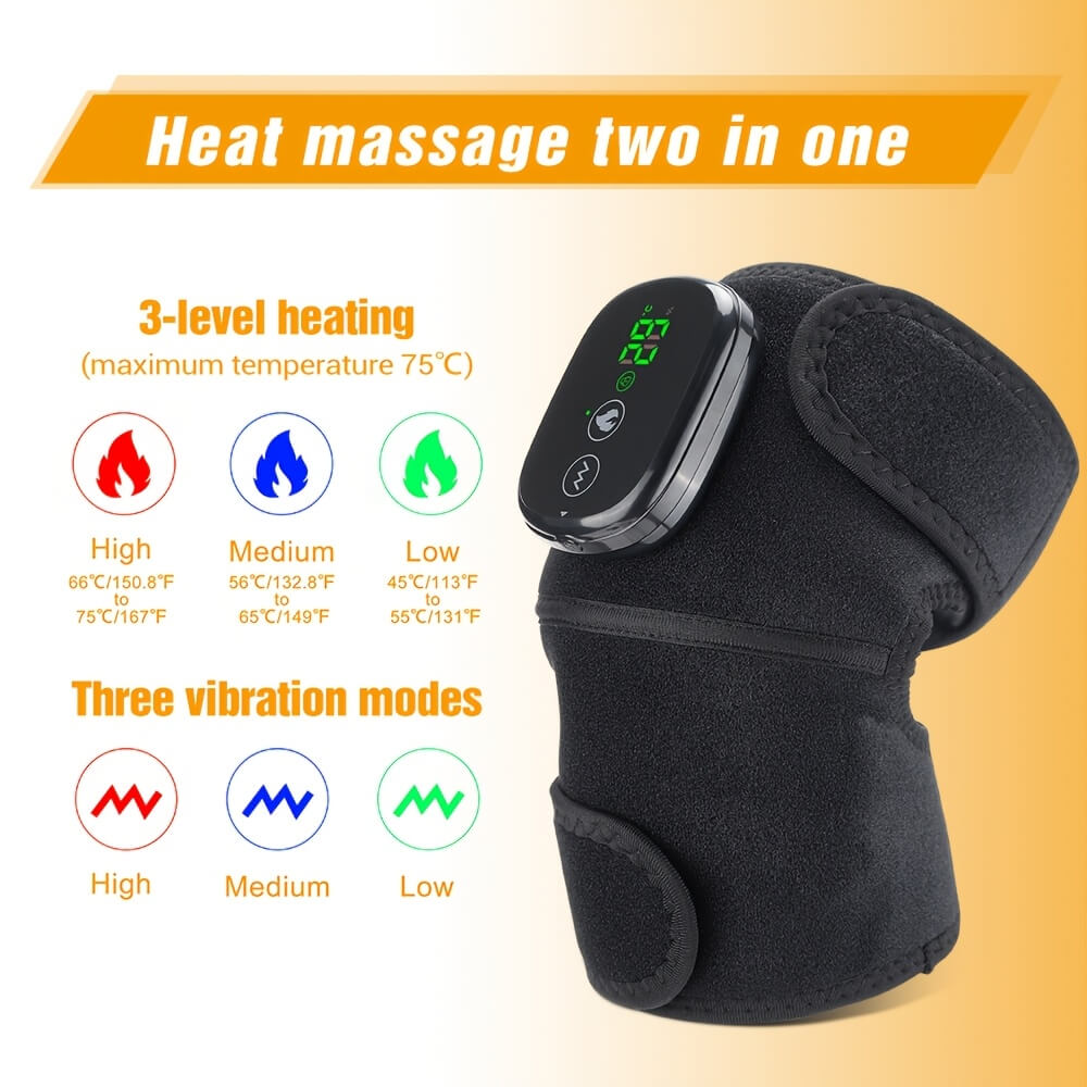 Black muscle stimulator machine device with digital display on a yellow background
