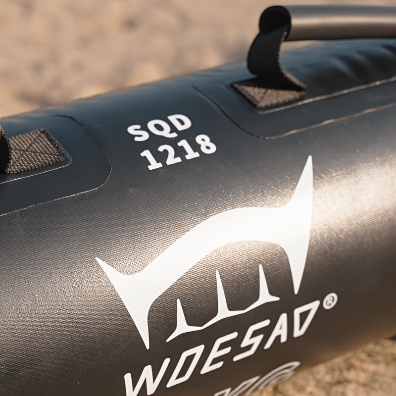 Close-up of a black water weight bag sold by 100 Spartans.