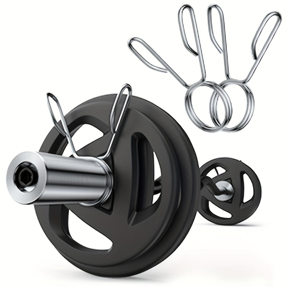 Black wheel with metal hub and additional metal components on a white background