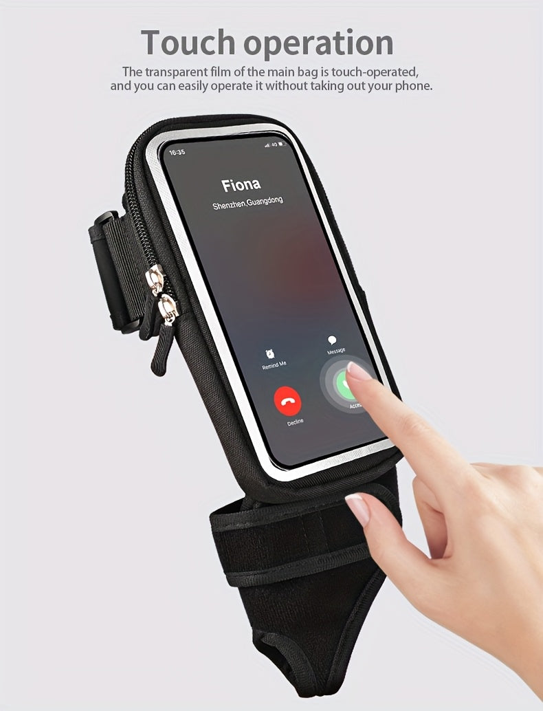 Phone phone holder for running with touch operation feature on a white background
