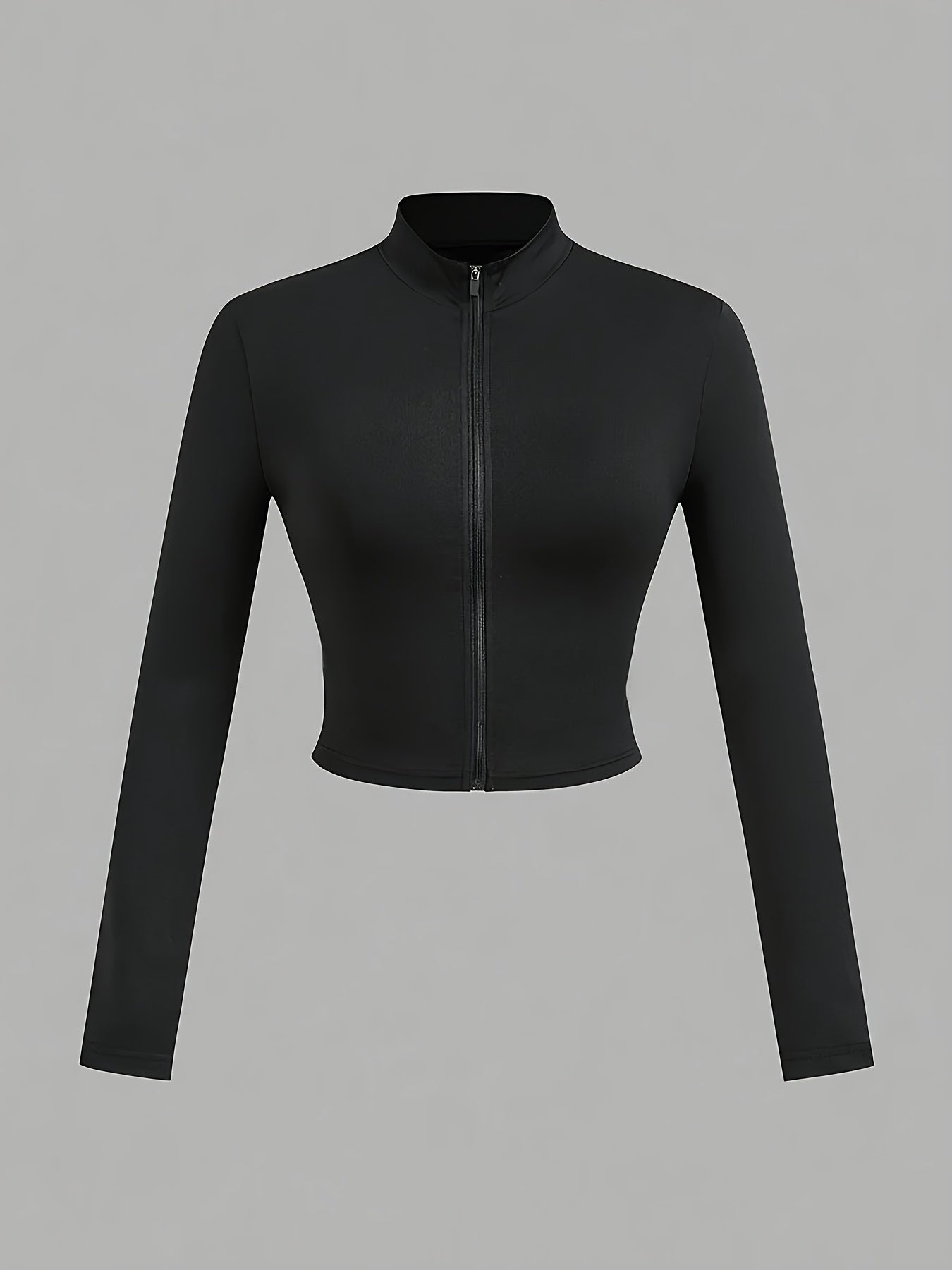 Black womens zip up sweatshirt sold by 100 Spartans on a gray background   