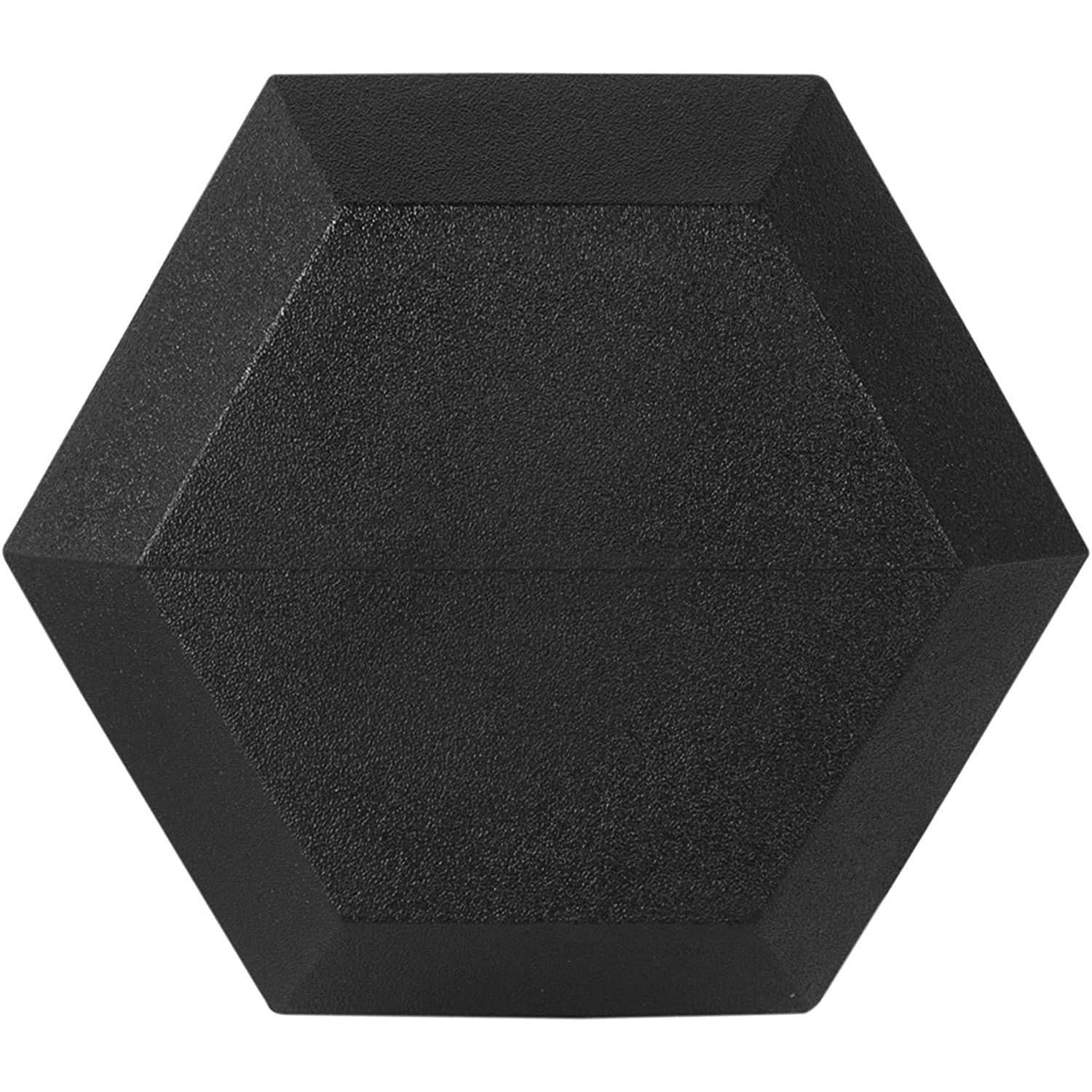 Hexagonal black acoustic foam panel on a white background