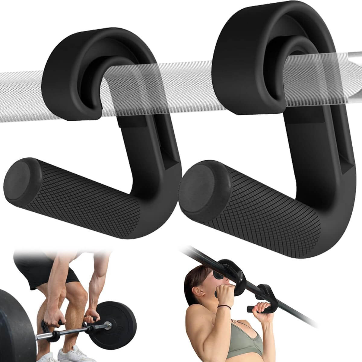Black pull-up bar attachment, used for exercise.