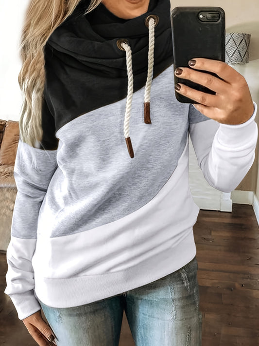 1pc Plus Size Women's Patchwork Hoodie