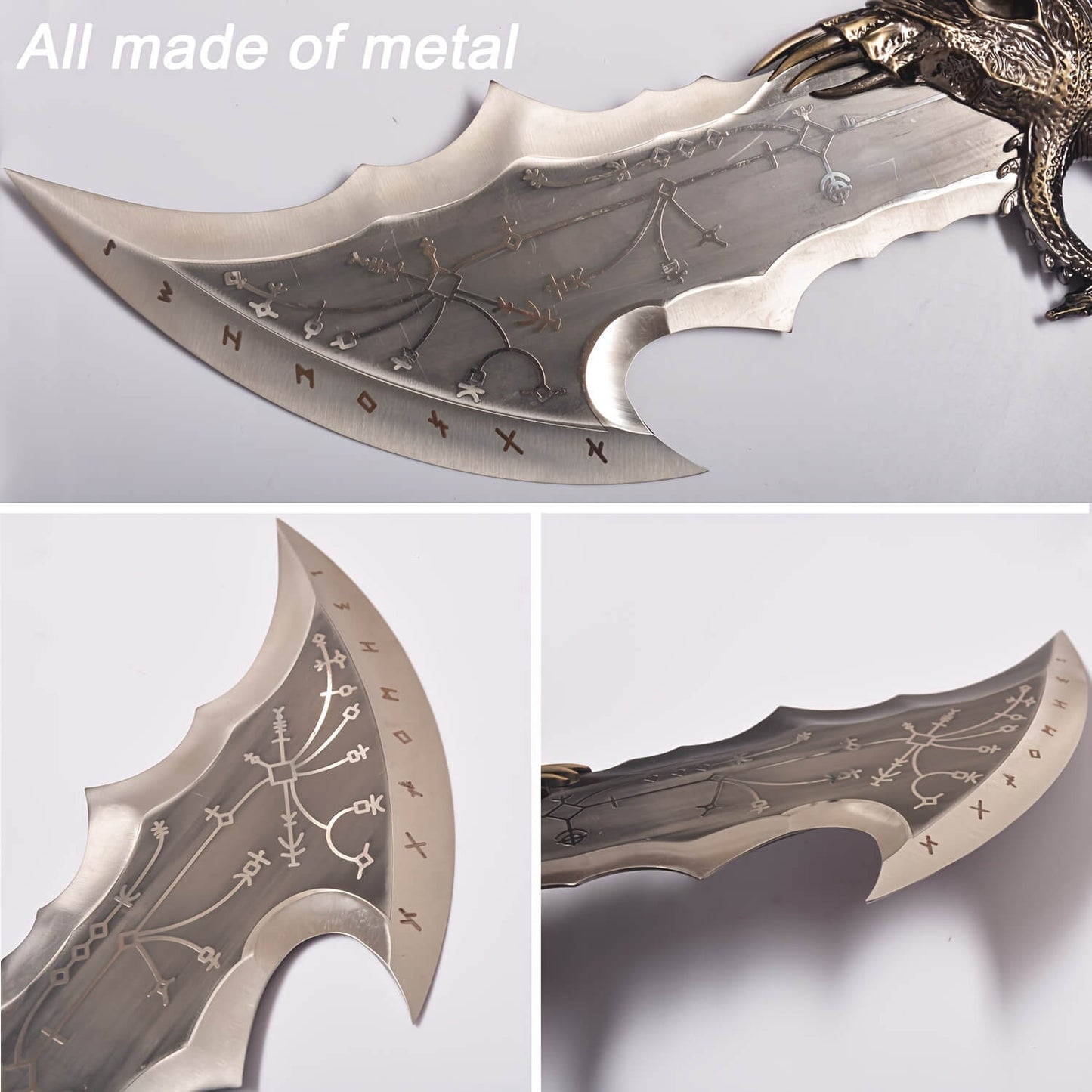 Chaos blade with engraved designs on a white background
