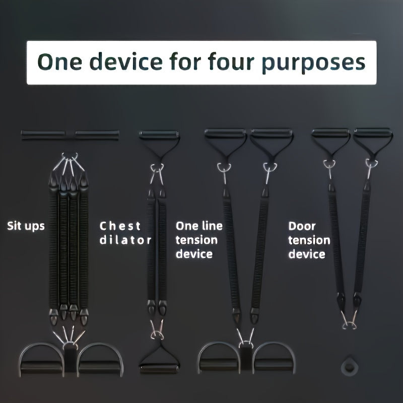 Foot Pedal Resistance Band with various attachments on a black background