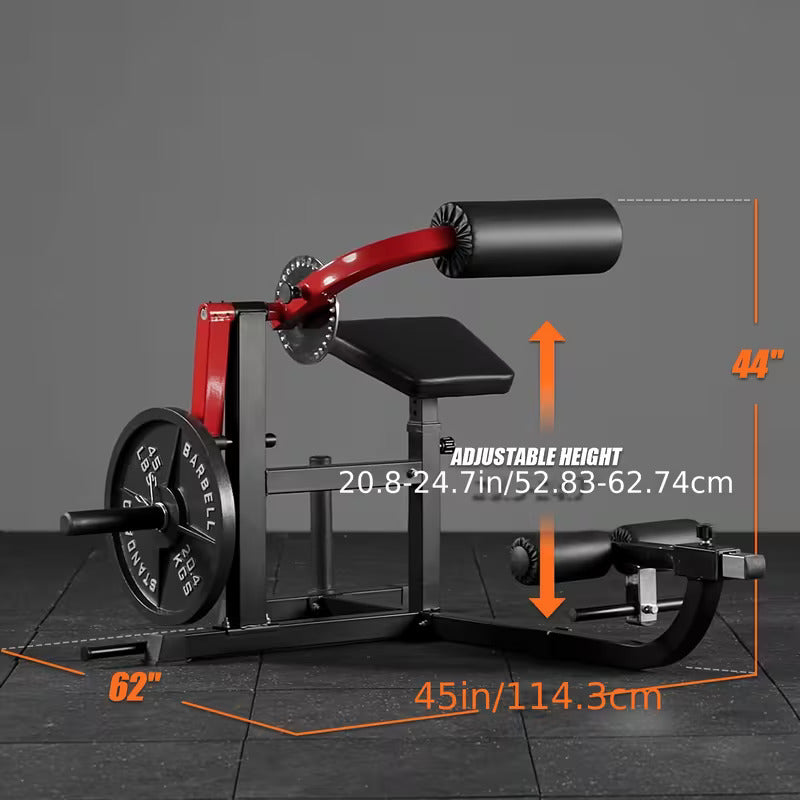Dimension of a leg curl extension machine sold by 100 Spartans
