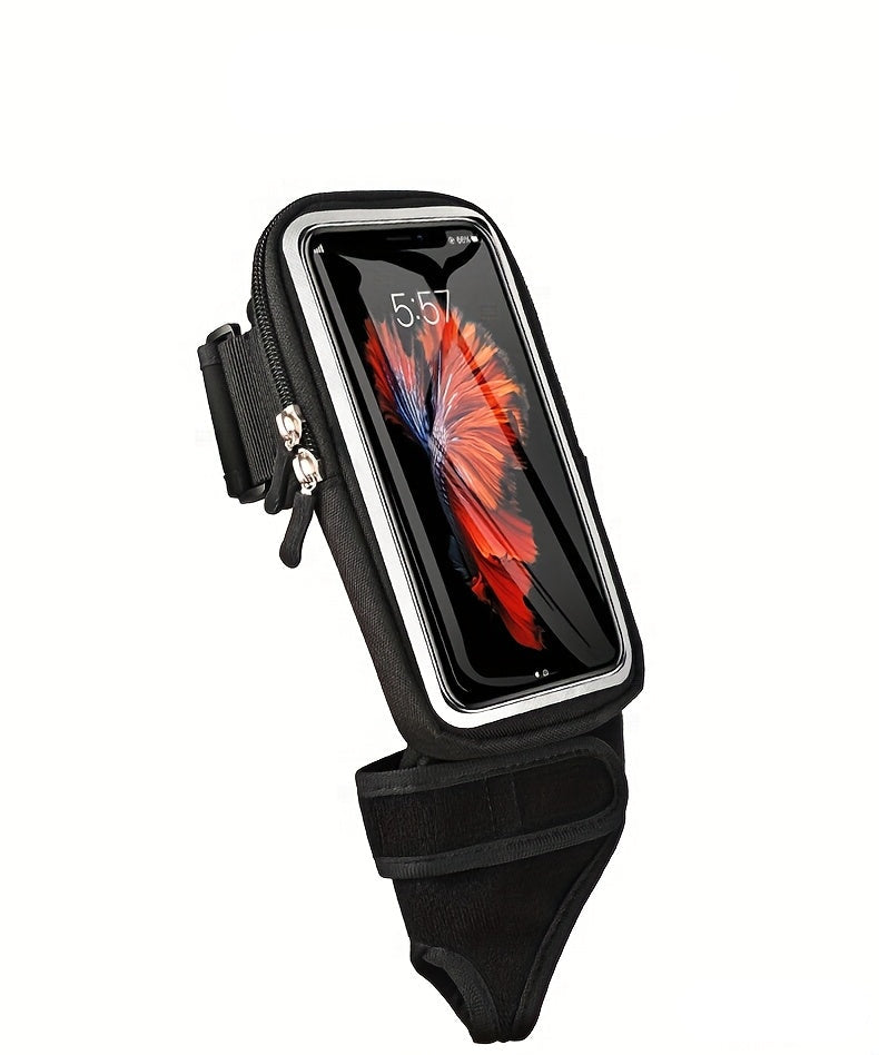 Black phone holder for running on a white background