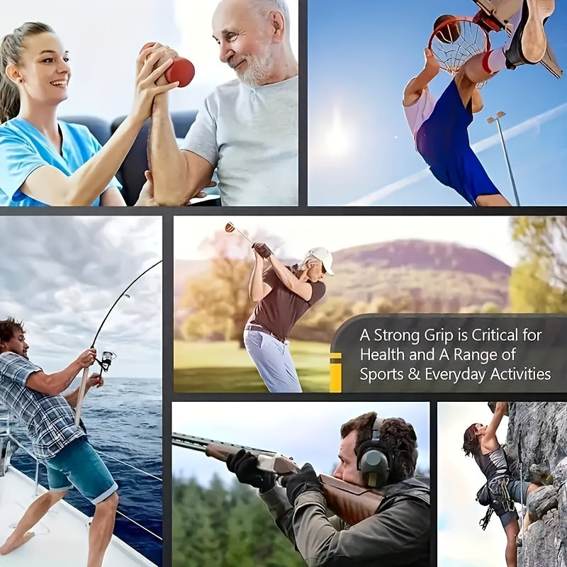Collage of people performing various activities with a focus on grip strength.
