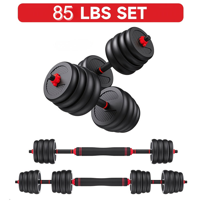 Pair of adjustable dumbbells on a white background