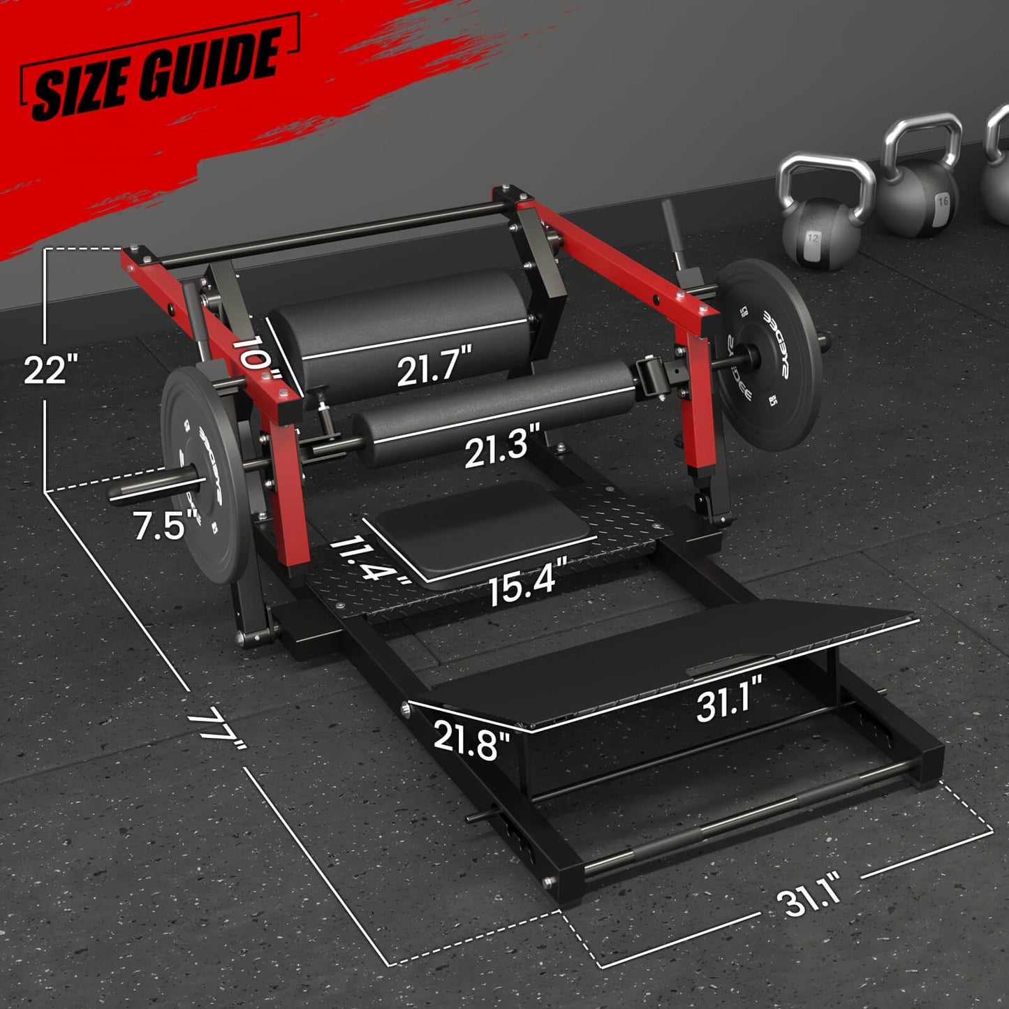 Dimension of a glute bridge machine sold by 100 Spartans