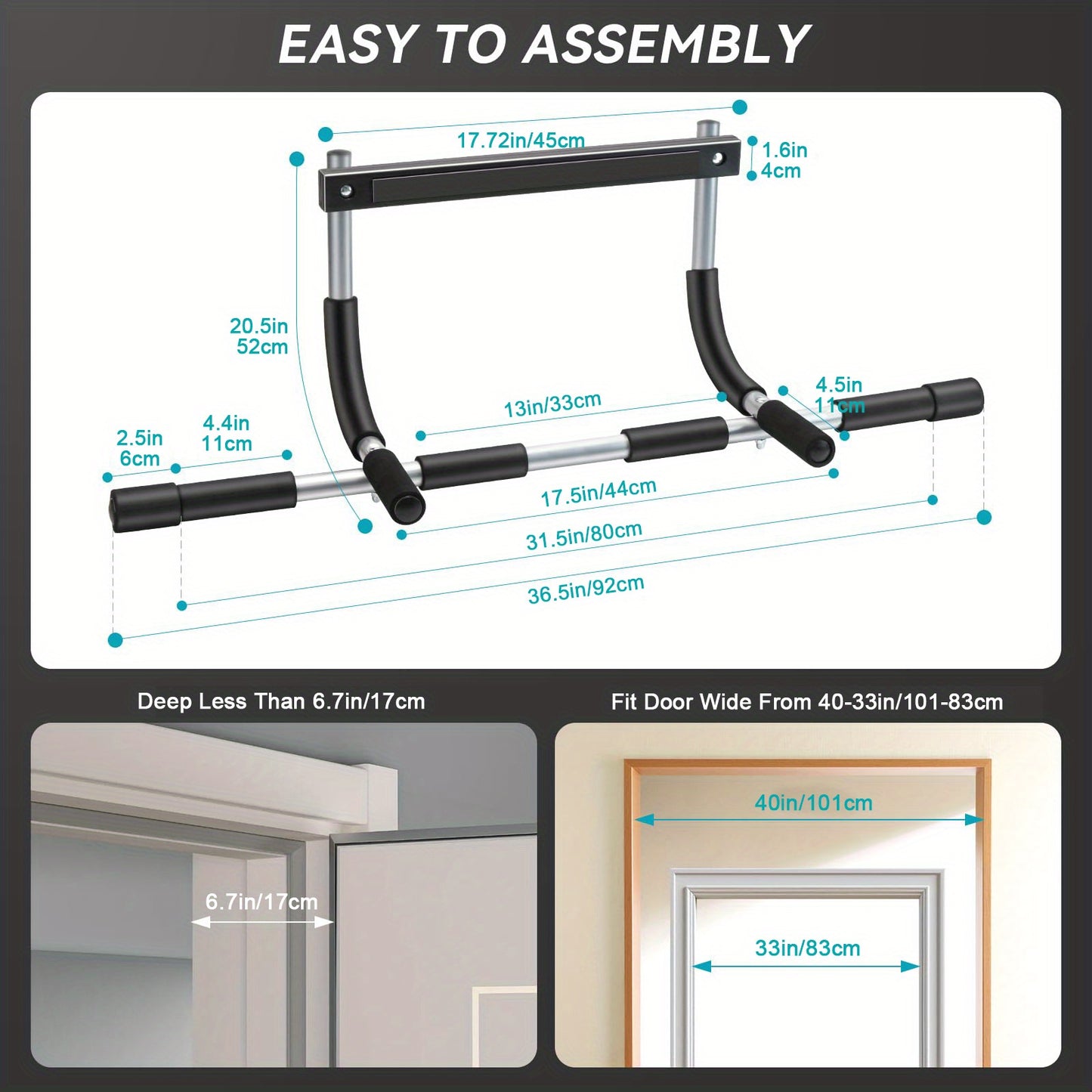 Dimensions of a Pull Up Bar For Doorway and the the doorways that it fits