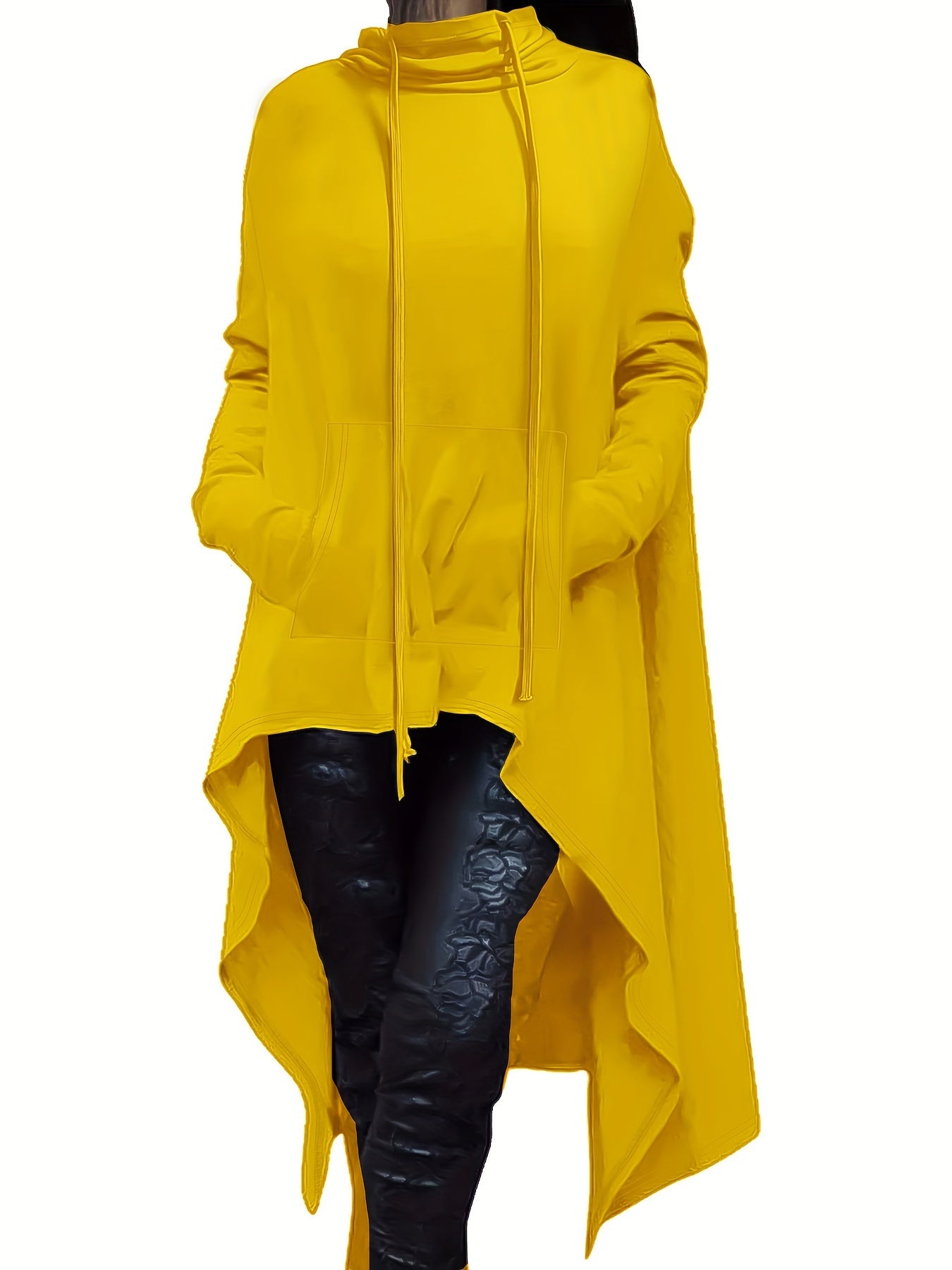 A woman wearing a yellow women’s oversized hoodie sold by 100 Spartans