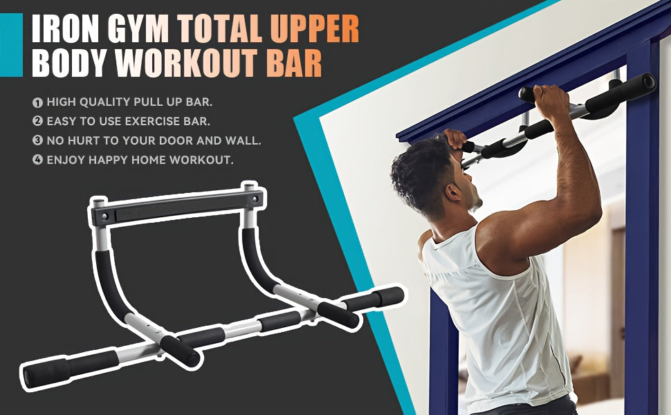 Pull Up Bar For Doorway with a man using it indoors.