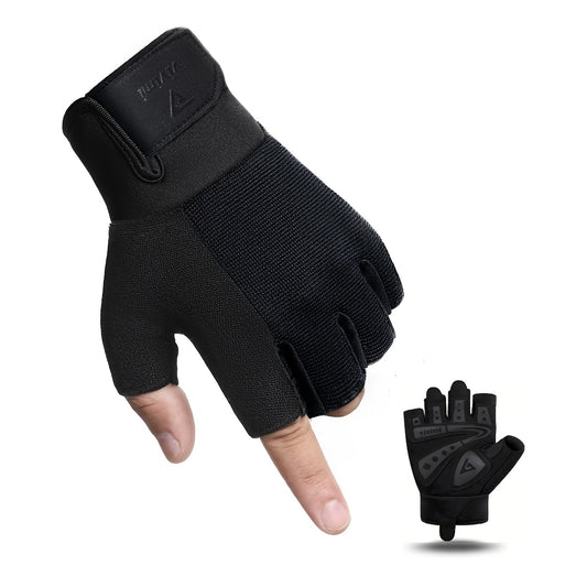 Black workout training gloves on a white background