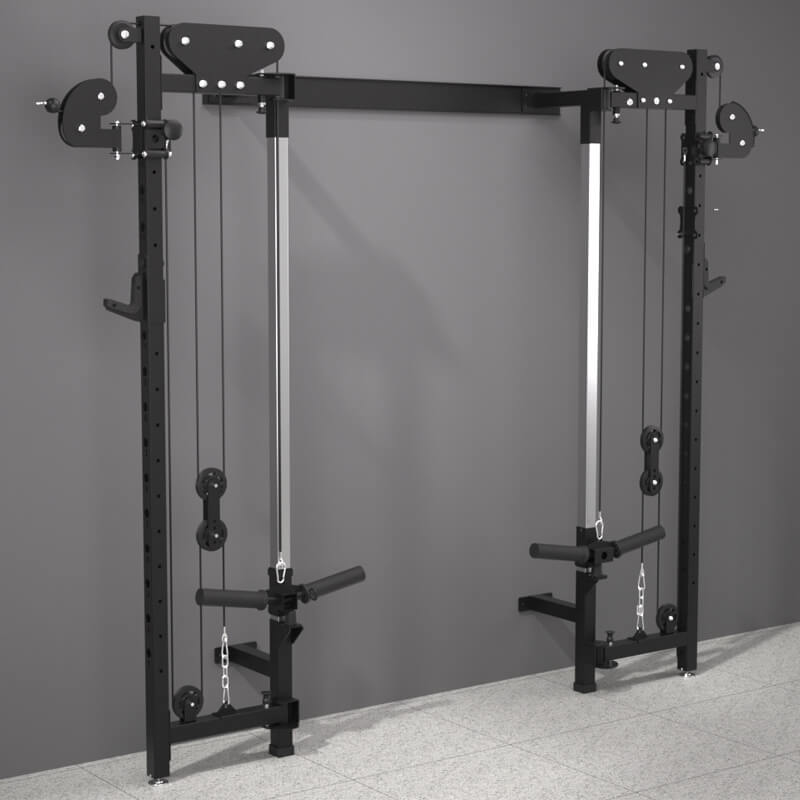 Black power cage frame against a gray wall
