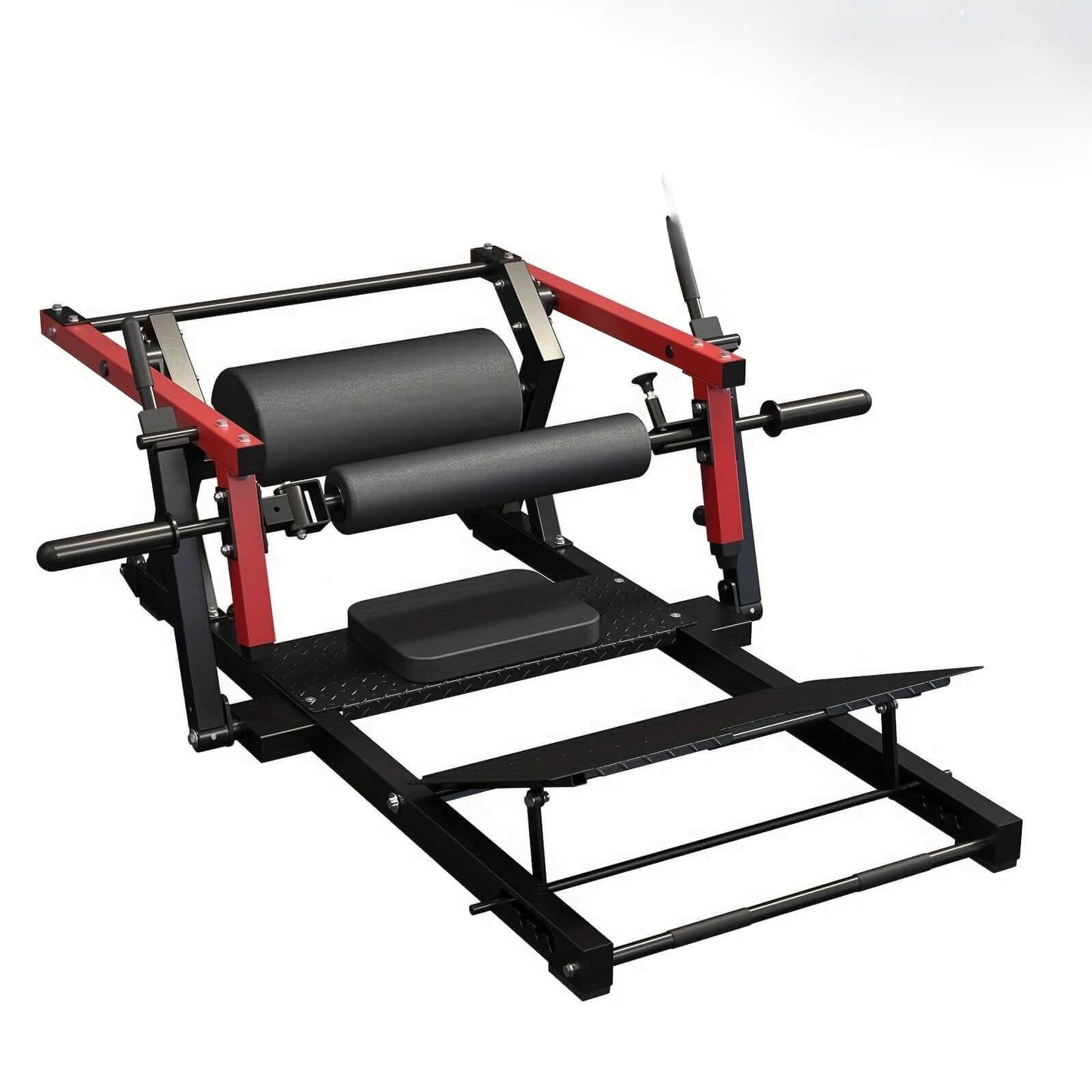 Black and red glute bridge extension on a white background