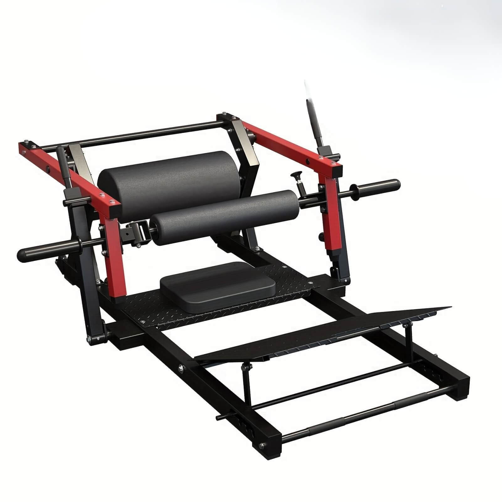 Black and red glute bridge extension on a white background