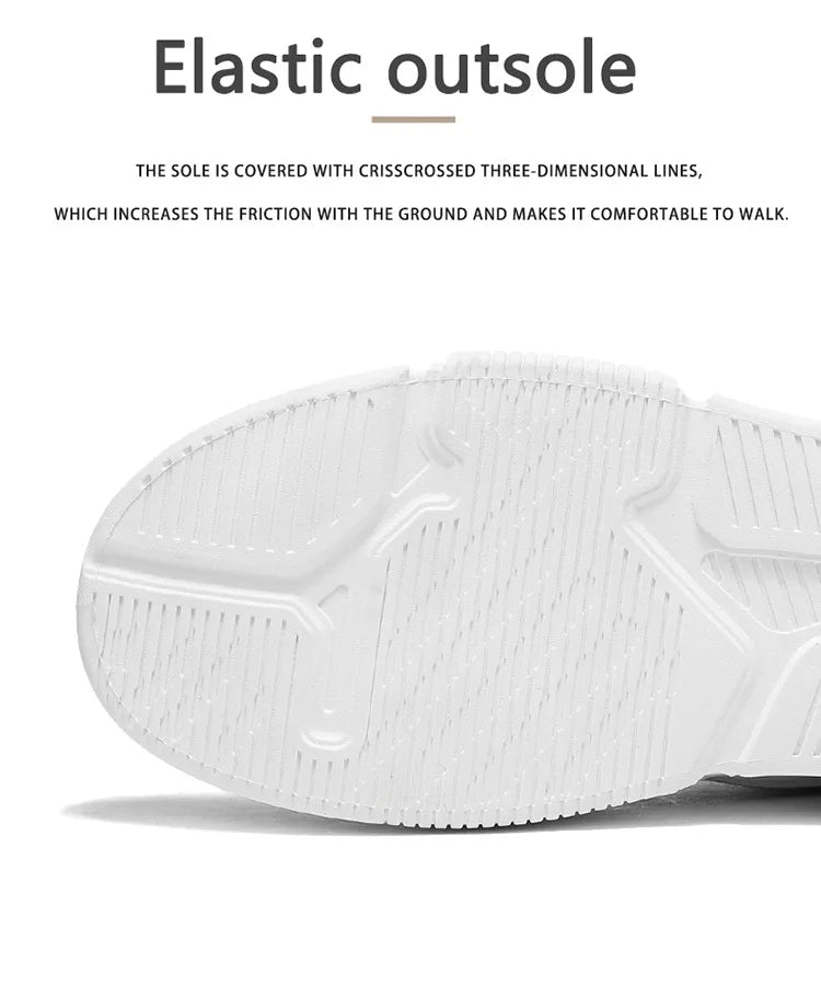 White sneaker with elastic outsole on a white background