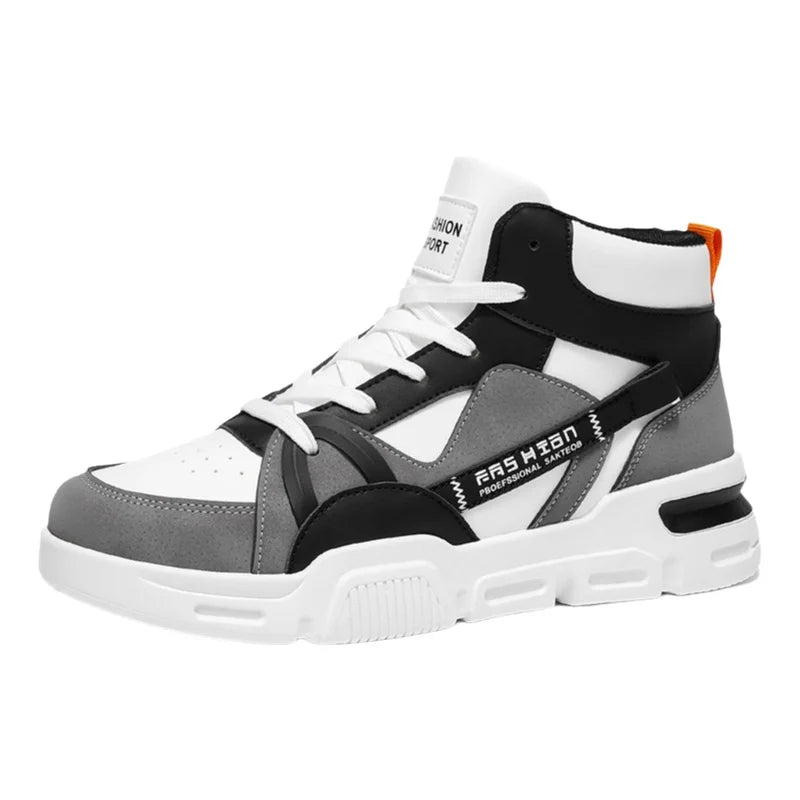 White high top sneakers on a white background
