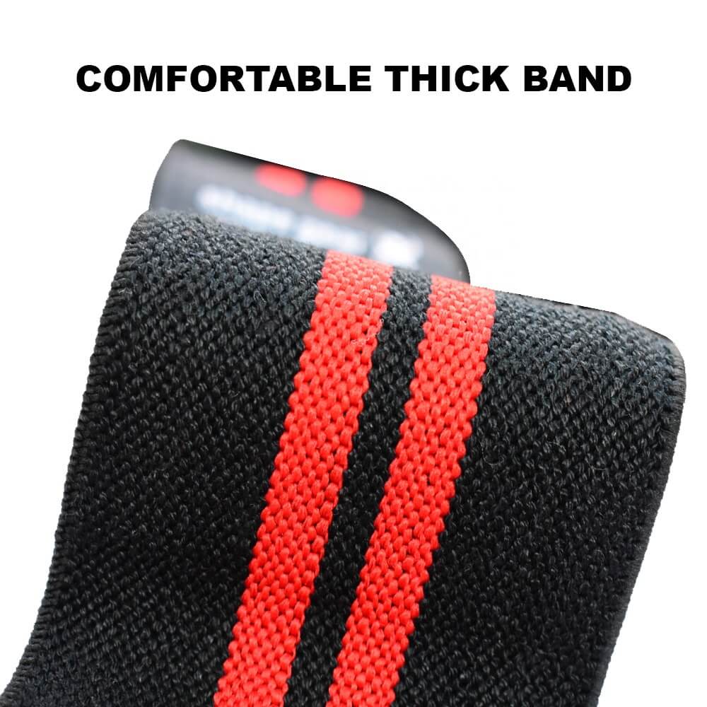 Black band with red stripes holding a can, labeled 'Comfortable Thick Band'.