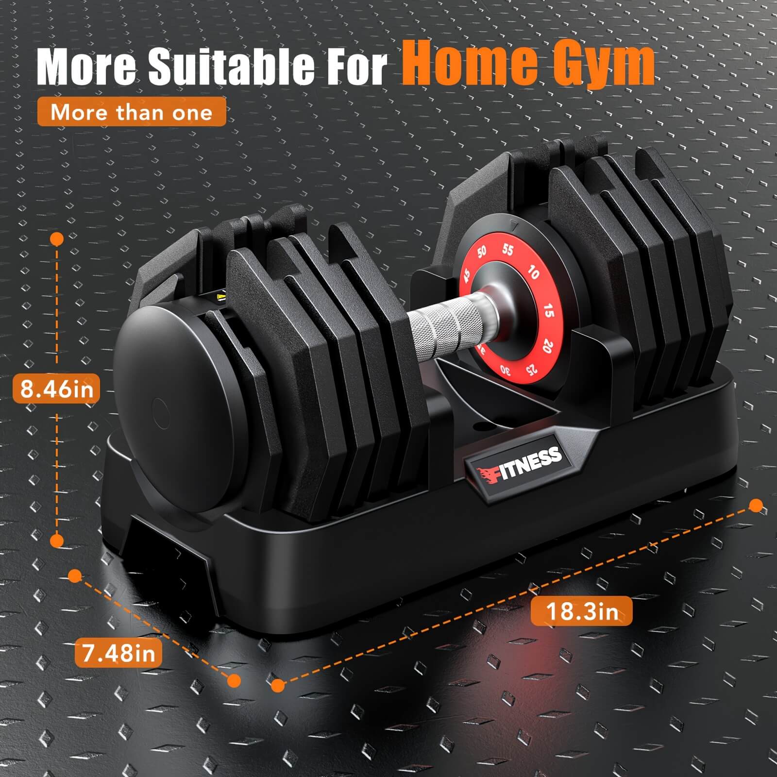 Dimension of a core home fitness adjustable dumbbell set sold by 100 Spartans
