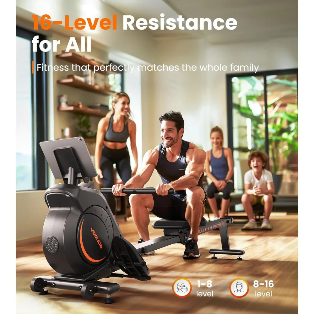 A man working out with a magnetic rowing machine​ sold by 100 Spartans