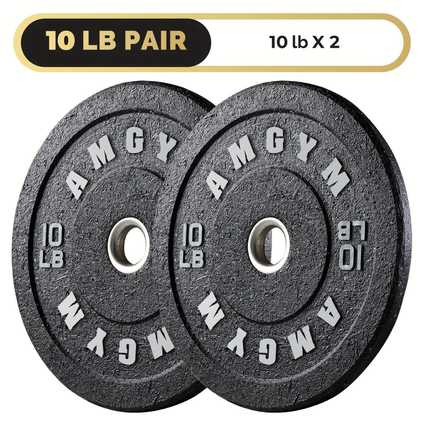 Two weight plates with '10 LB PAIR' text on a white background