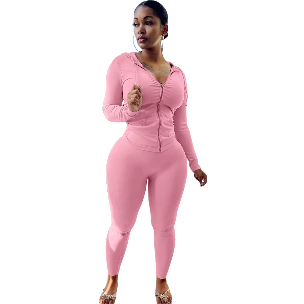 Womens Tracksuit Set - Pink, L image