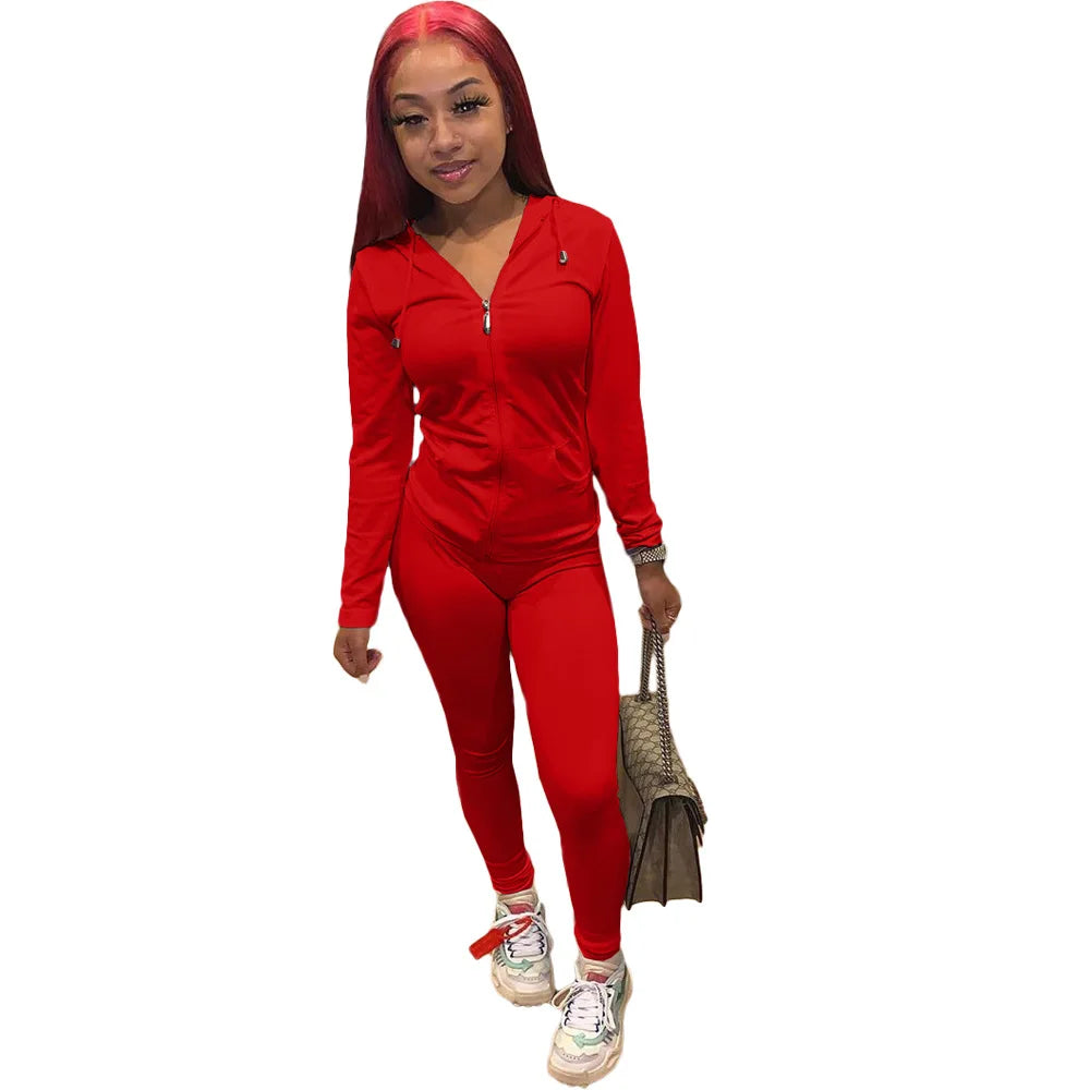 Womens Tracksuit Set - Red, XL image