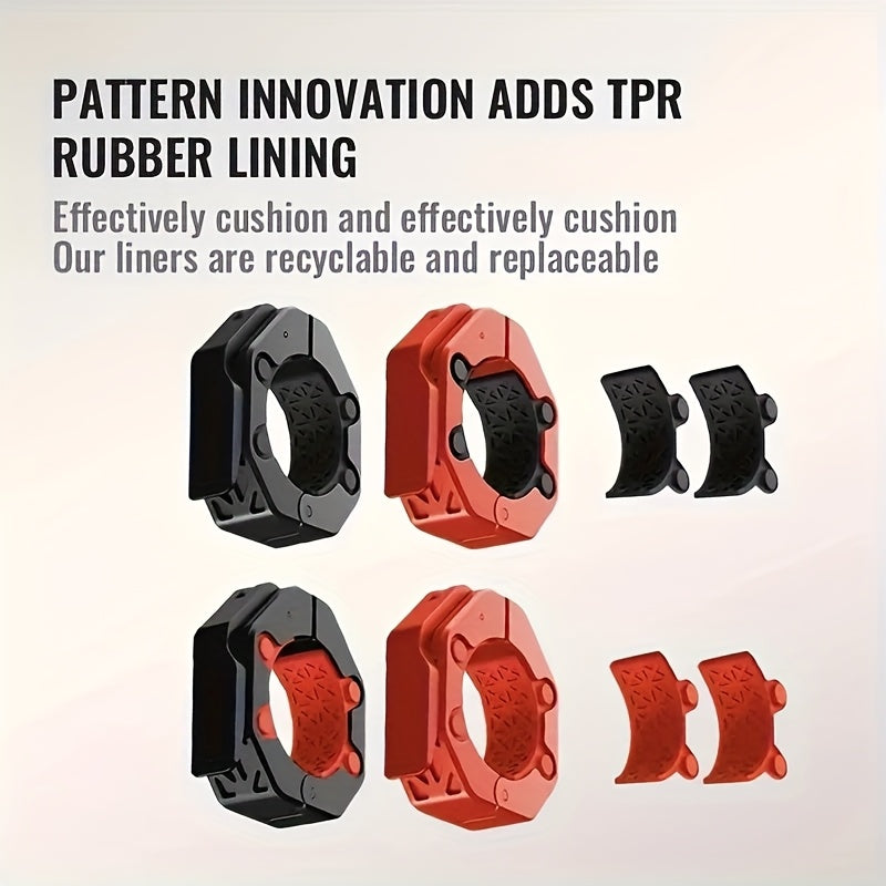 Red and black barbell collar  on a light background