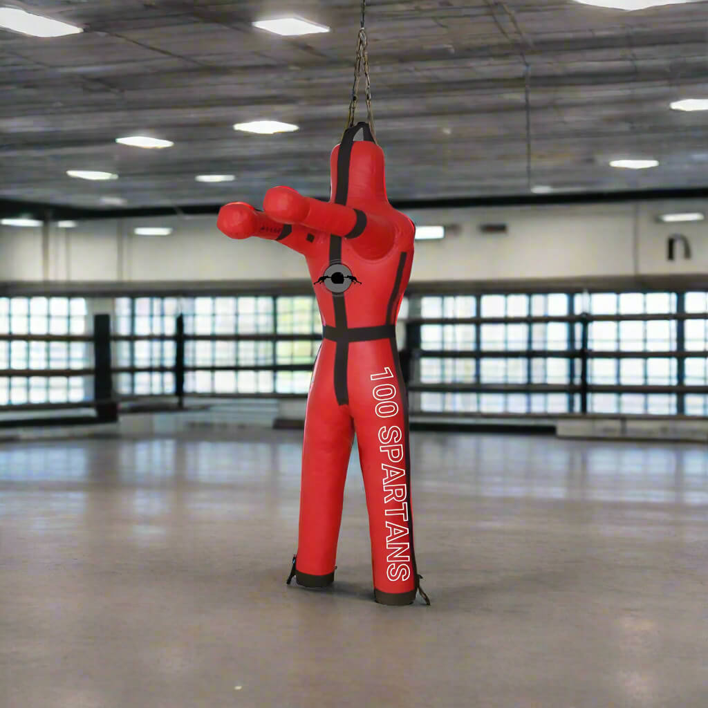 A Red humanoid punching bag sold by 100 Spartans