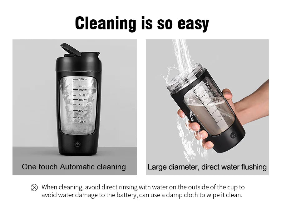 A demonstration of how a blender water bottle can be cleaned.