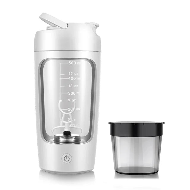 A white blender water bottle sold by 100 Spartans