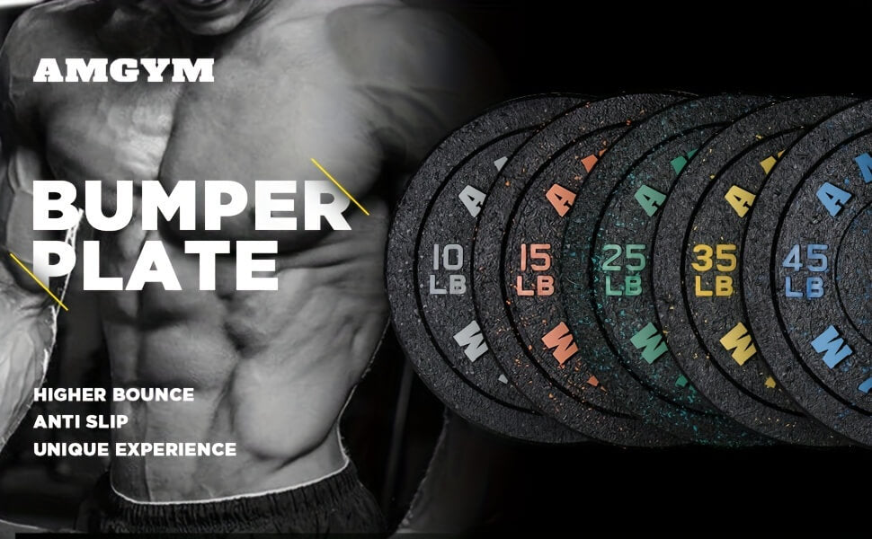 Bumper plates with weight markings on a black background