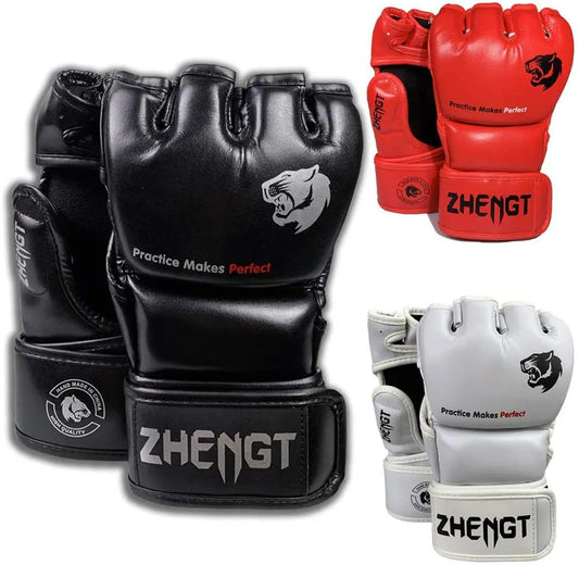 Black, red and white Muay thai gloves sold by 100 Spartans