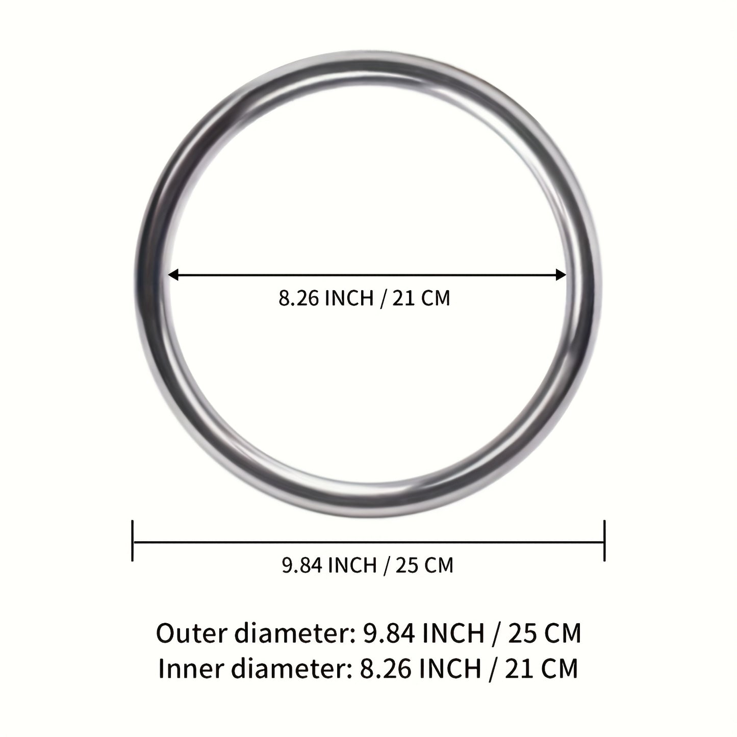 Wing chun ring with measurements on a white background