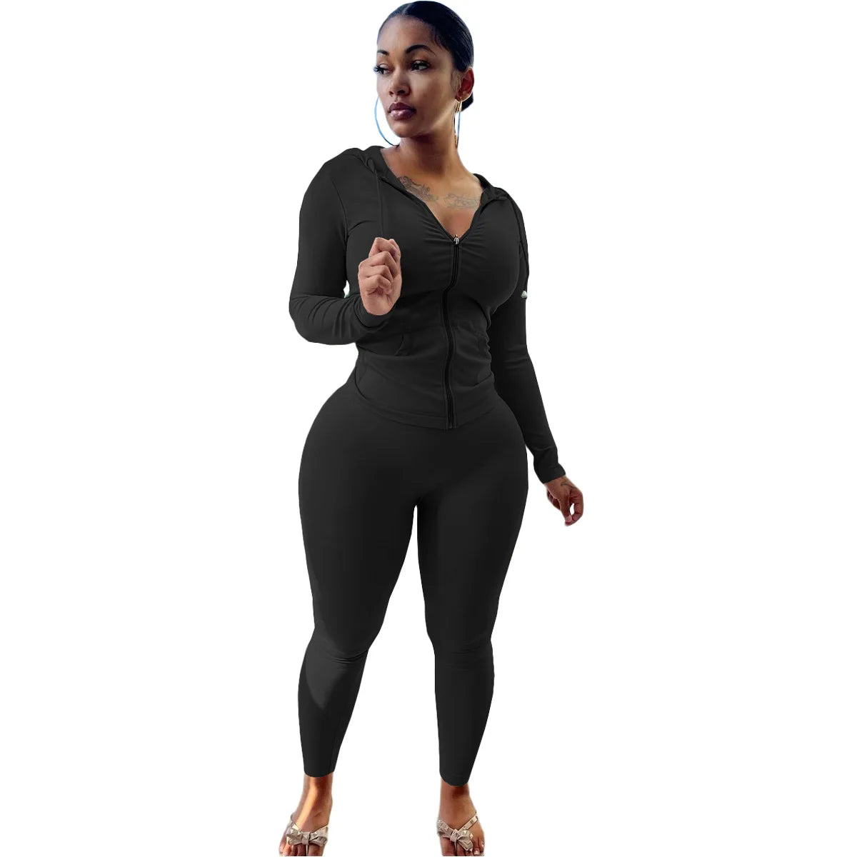 Womens Tracksuit Set - Black, XL image