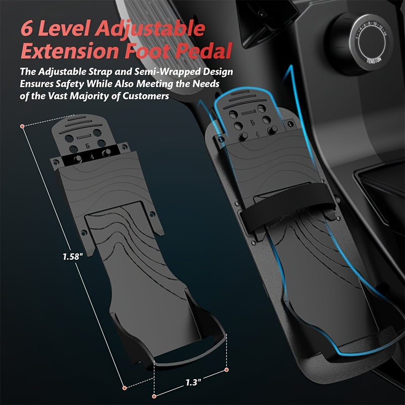 6 Level Adjustable Extension Foot Pedal with text on a dark background