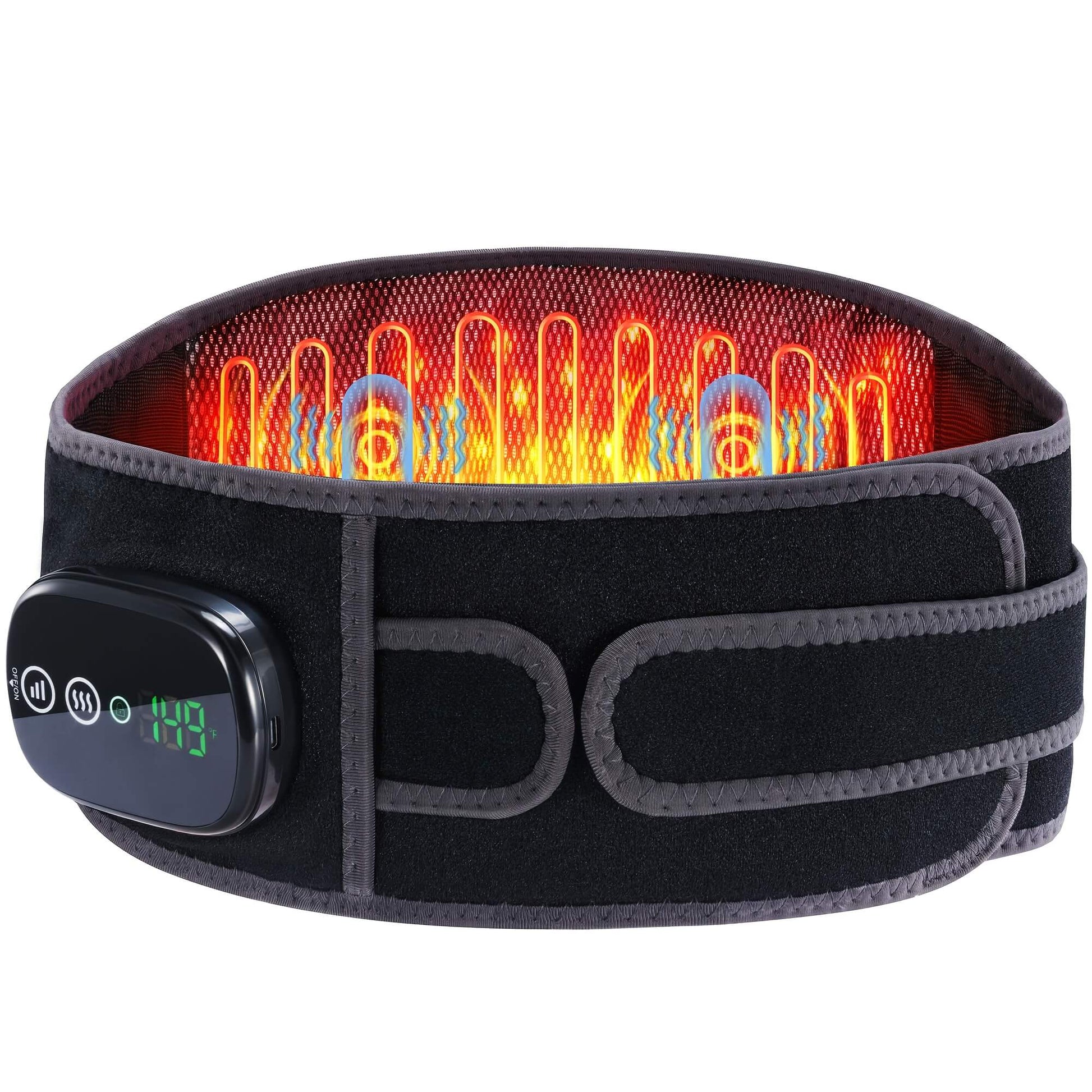 Muscle stimulator machine with digital display on a white background