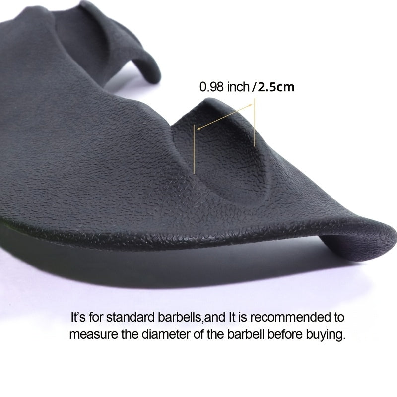 A barbell neck pad with measurement details on a white background