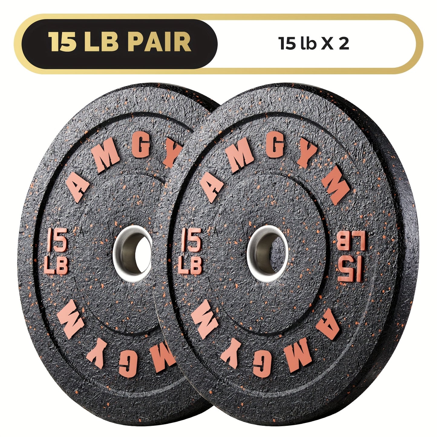 Two weight plates with '15 LB PAIR' text on a white background