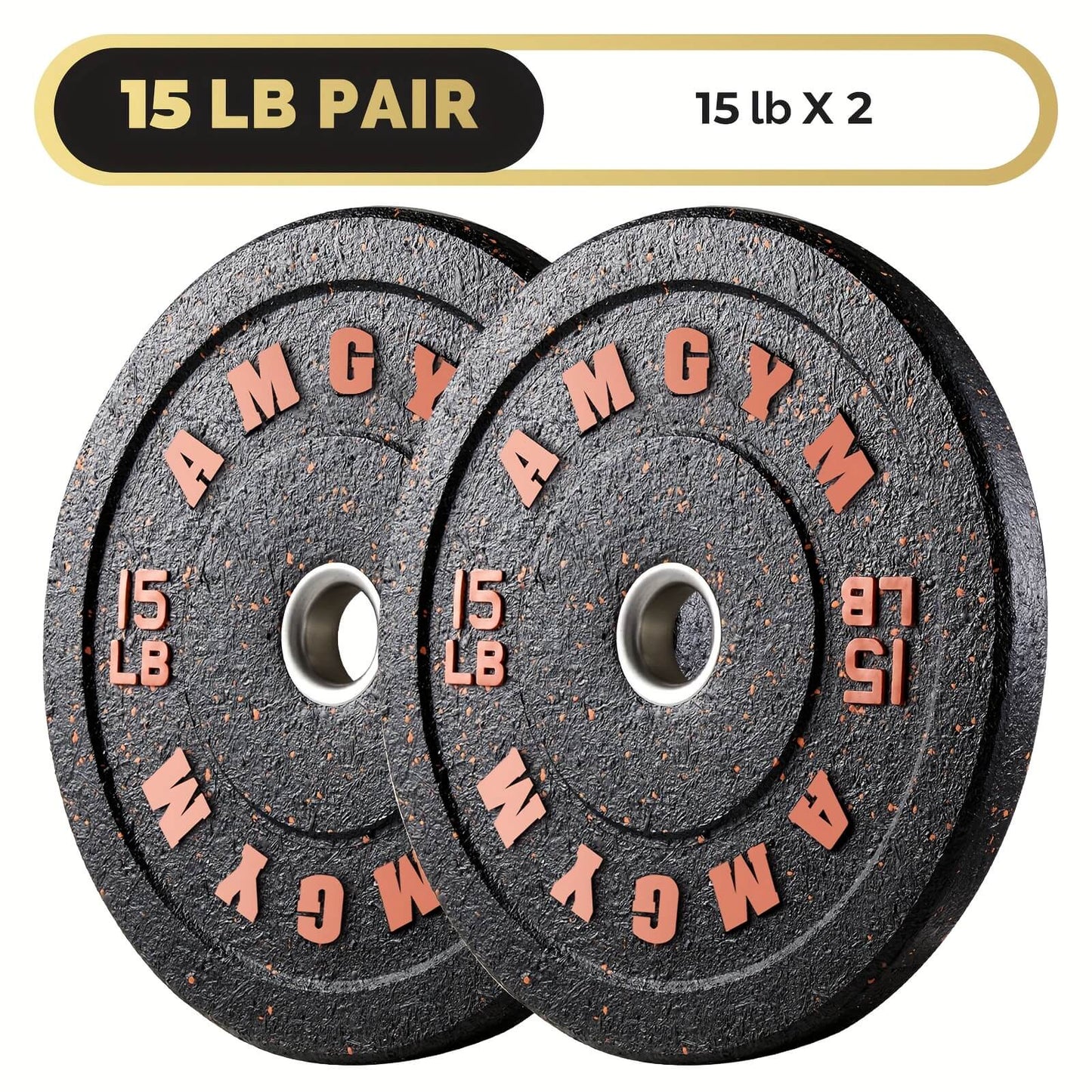 Two weight plates with '15 LB PAIR' text on a white background