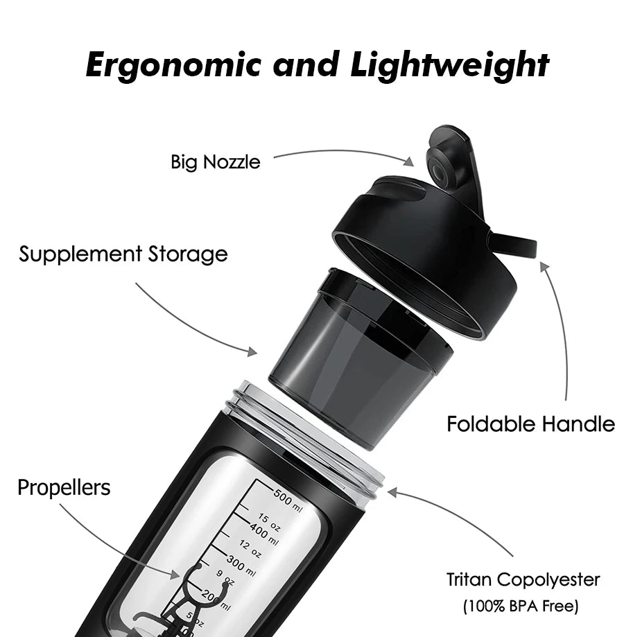 A black blender water bottle sold by 100 Spartans