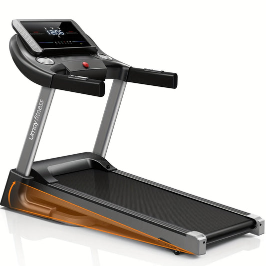 Umay treadmill with a digital display on a white background